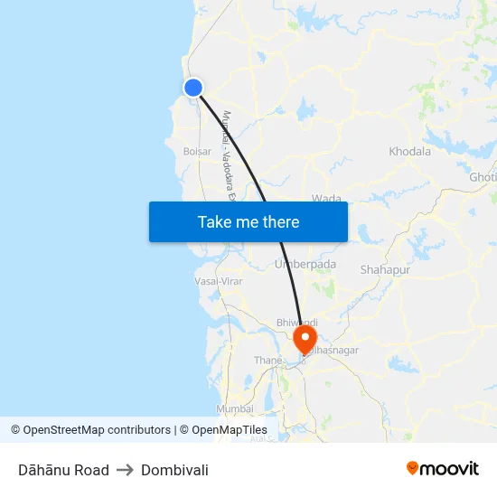 Dāhānu Road to Dombivali map