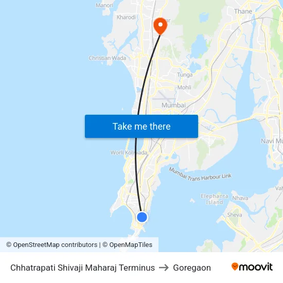Chhatrapati Shivaji Maharaj Terminus to Goregaon map