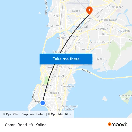 Charni Road to Kalina map