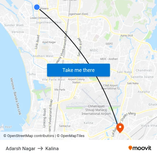 Adarsh Nagar to Kalina map