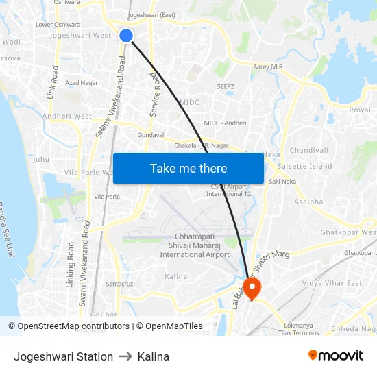 Jogeshwari Station to Kalina map