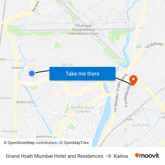 Grand Hyatt Mumbai Hotel and Residences to Kalina map
