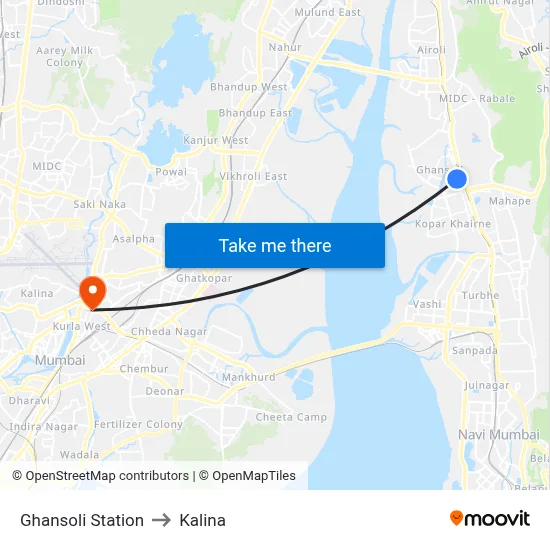 Ghansoli Station to Kalina map