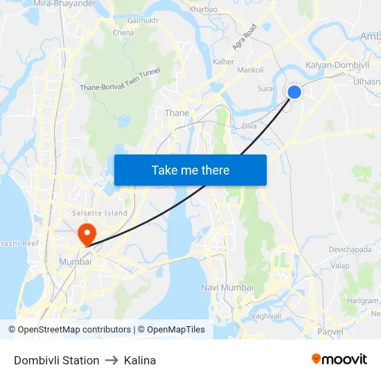 Dombivli Station to Kalina map