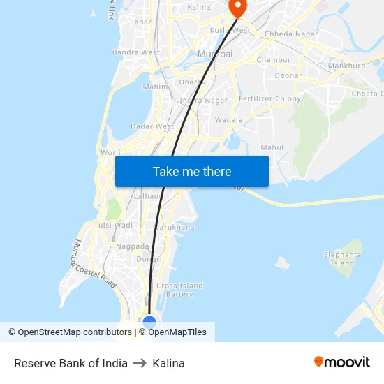 Reserve Bank of India to Kalina map