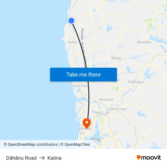 Dāhānu Road to Kalina map