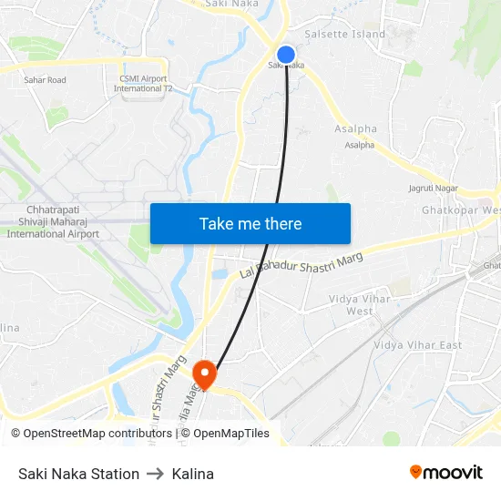 Saki Naka Station to Kalina map