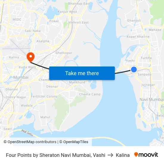 Four Points by Sheraton Navi Mumbai, Vashi to Kalina map