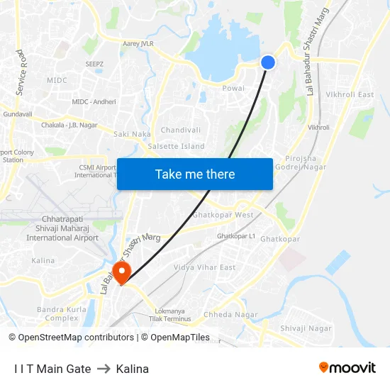 I I T Main Gate to Kalina map