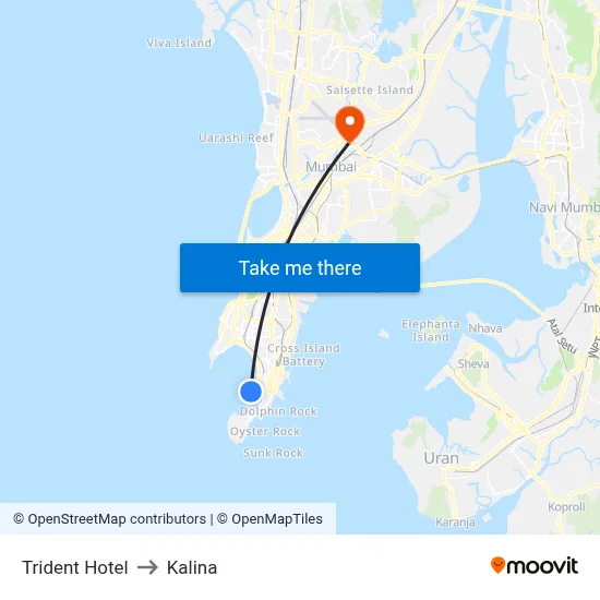 Trident Hotel to Kalina map