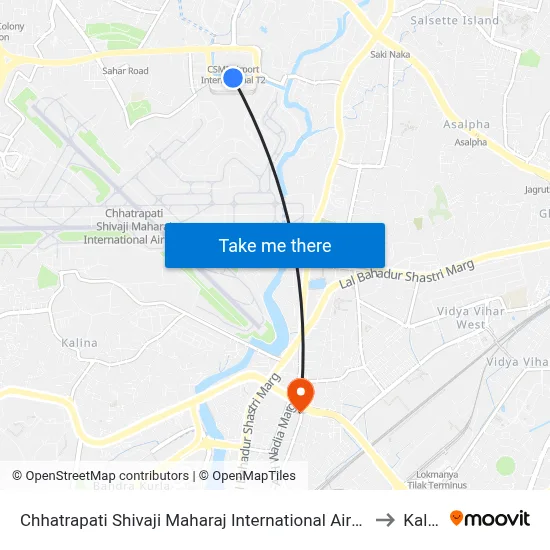 Chhatrapati Shivaji Maharaj International Airport (Sahar) to Kalina map