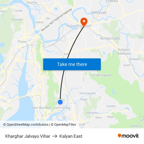 Kharghar Jalvayu Vihar to Kalyan East map