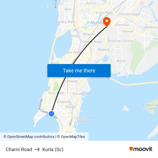 Charni Road to Kurla (Sc) map
