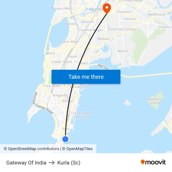 Gateway Of India to Kurla (Sc) map