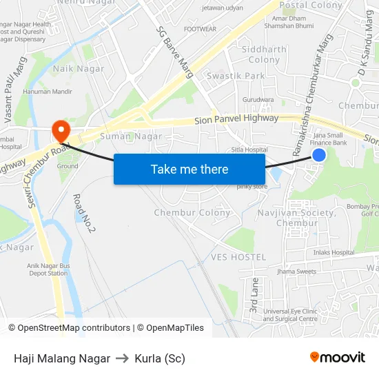 Haji Malang Nagar to Kurla (Sc) map