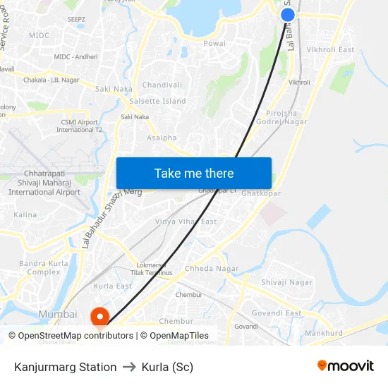 Kanjurmarg Station to Kurla (Sc) map
