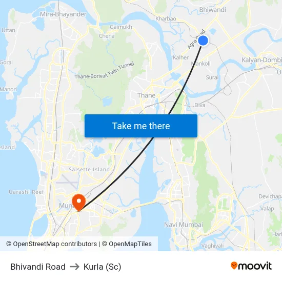 Bhivandi Road to Kurla (Sc) map