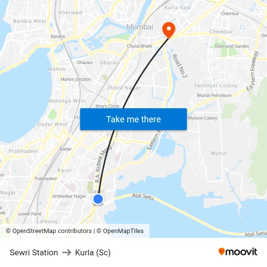 Sewri Station to Kurla (Sc) map