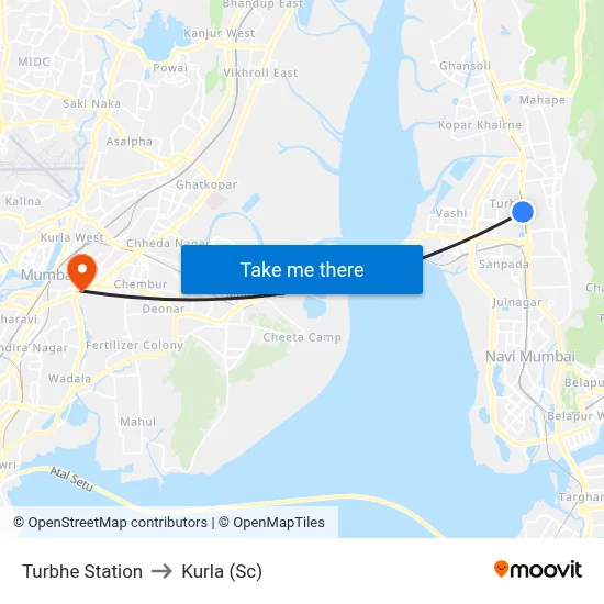 Turbhe Station to Kurla (Sc) map