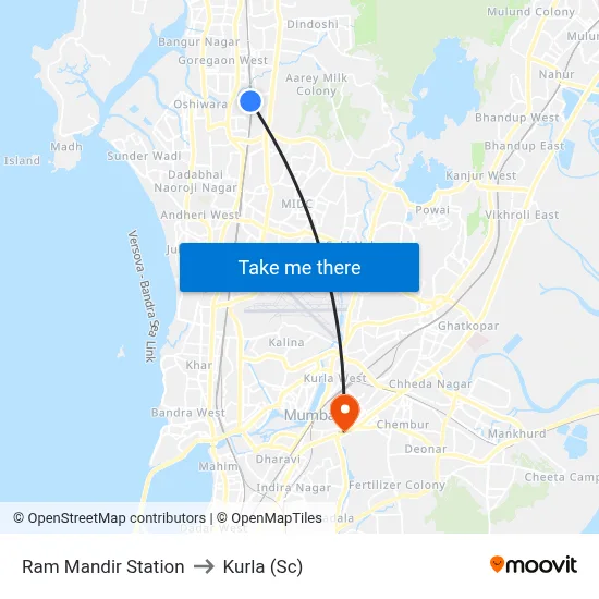 Ram Mandir Station to Kurla (Sc) map