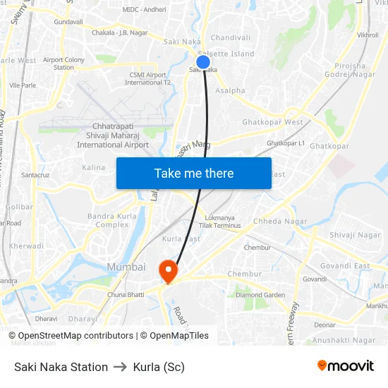 Saki Naka Station to Kurla (Sc) map