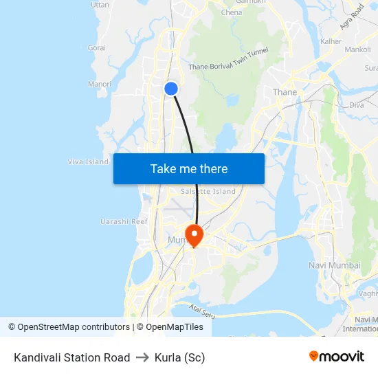 Kandivali Station Road to Kurla (Sc) map