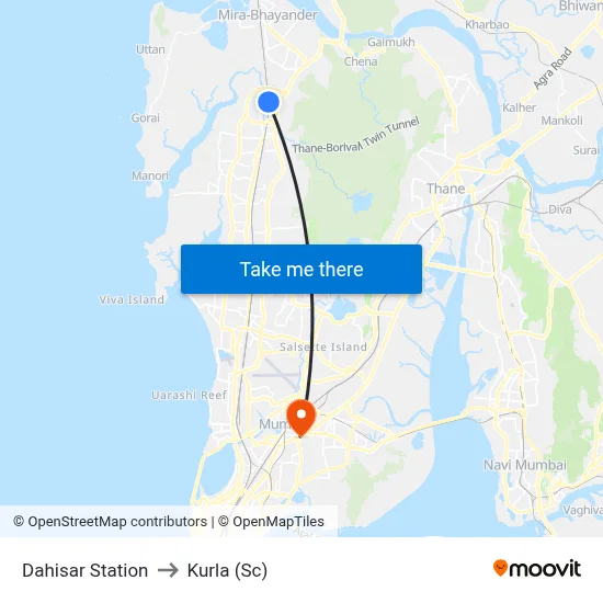 Dahisar Station to Kurla (Sc) map