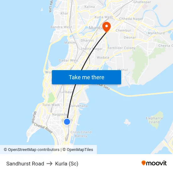 Sandhurst Road to Kurla (Sc) map