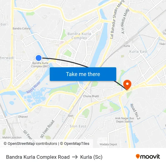 Bandra Kurla Complex Road to Kurla (Sc) map