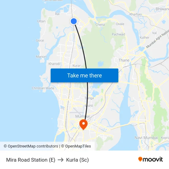 Mira Road Station (E) to Kurla (Sc) map