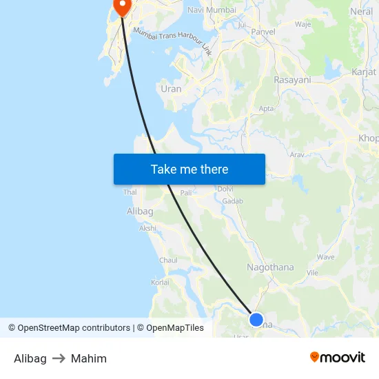 अलीबाग to माहिम map