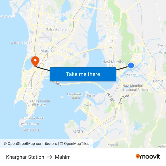 Kharghar Station to Mahim map