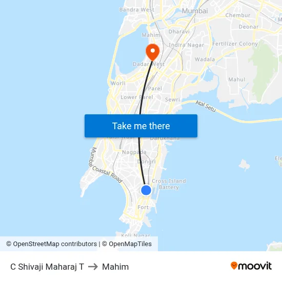 C Shivaji Maharaj T to Mahim map