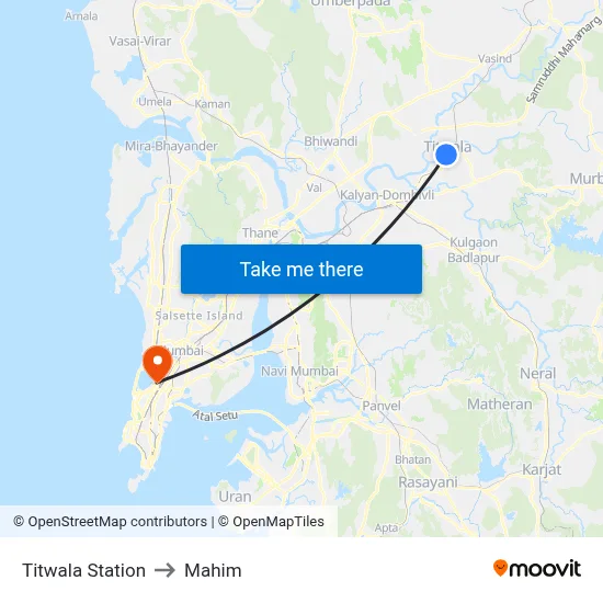 Titwala Station to Mahim map