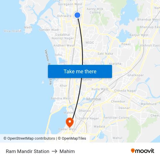 Ram Mandir Station to Mahim map