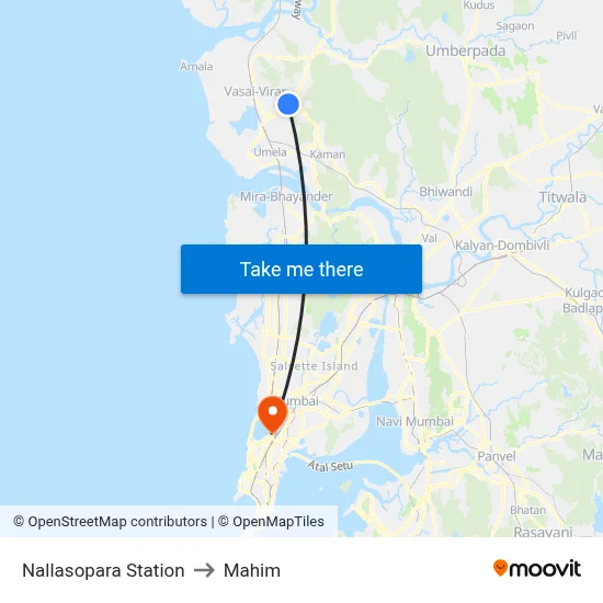 Nallasopara Station to Mahim map