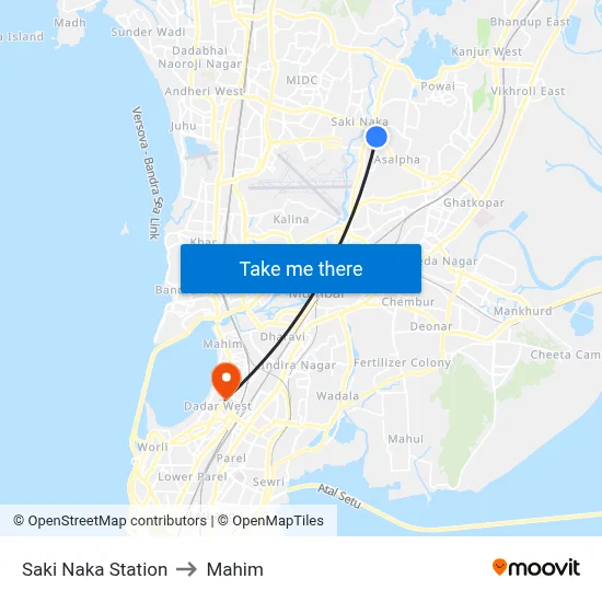 Saki Naka Station to Mahim map