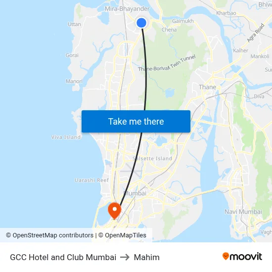 GCC Hotel and Club Mumbai to Mahim map