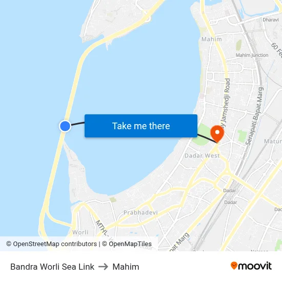 Bandra Worli Sea Link to Mahim map