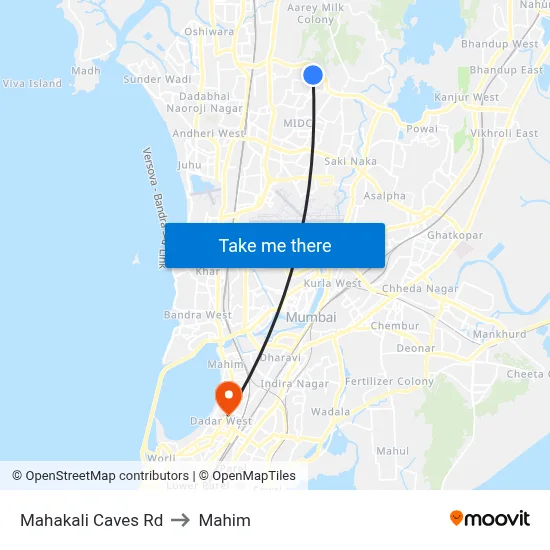 Mahakali Caves Rd to Mahim map