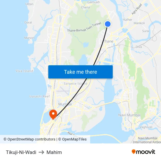 Tikuji-Ni-Wadi to Mahim map