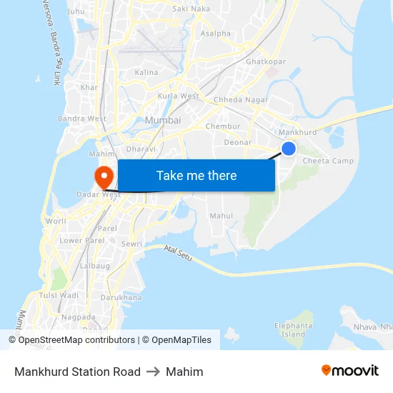 Mankhurd Station Road to Mahim map