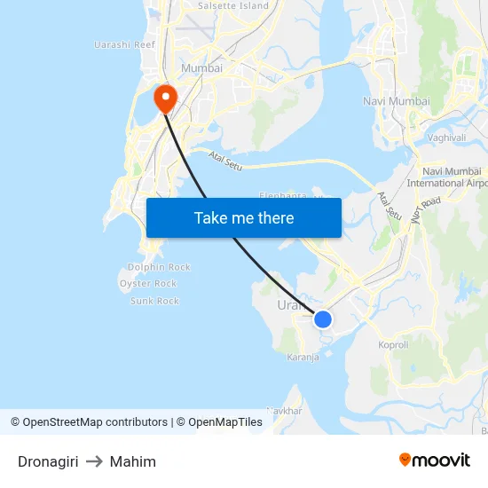Dronagiri to Mahim map