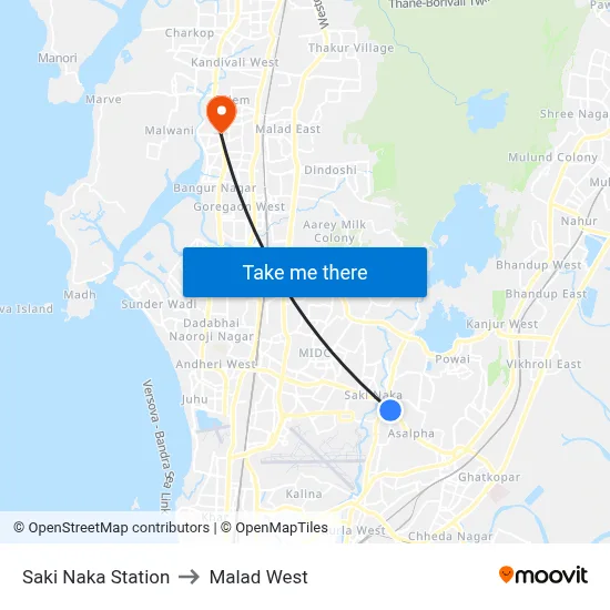 Saki Naka Station to Malad West map