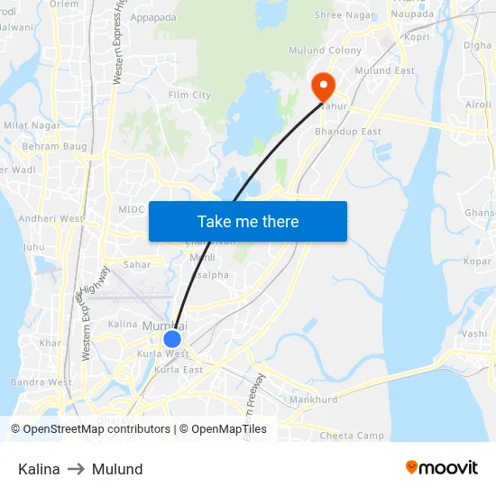 Kalina to Mulund map