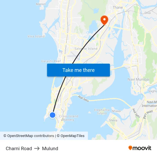 Charni Road to Mulund map