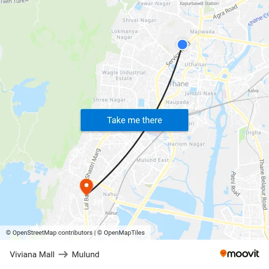 Viviana Mall to Mulund map