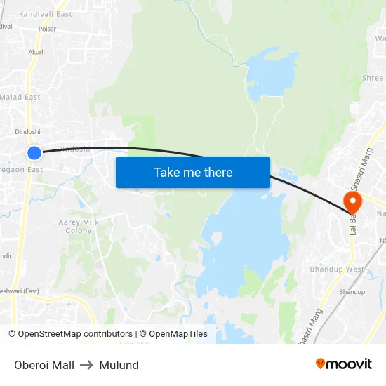 Oberoi Mall to Mulund map
