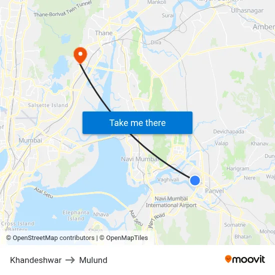 Khandeshwar to Mulund map