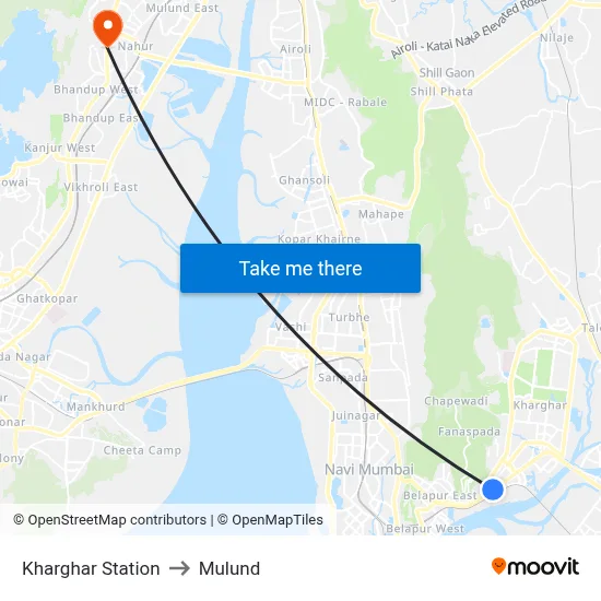Kharghar Station to Mulund map